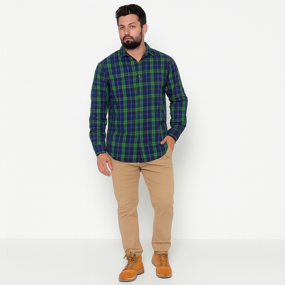 𝅺Banana Lemon Plaid Cotton Casual Button-down Shirt Men's M